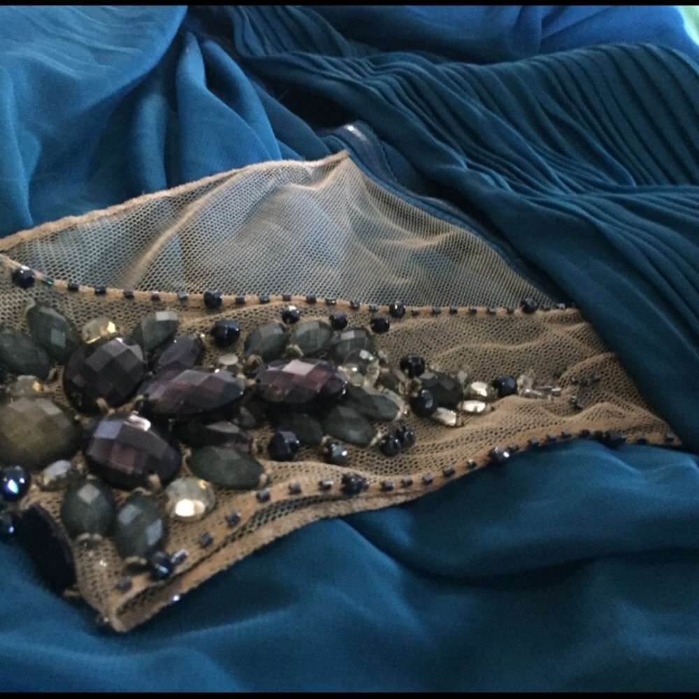 SIZE 4 Adrianna Papell Blue Drape Shoulder Dress - Picture 5 of 8